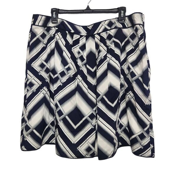 Talbots printed pleated skirt size 18 navy blue white - Picture 1 of 4